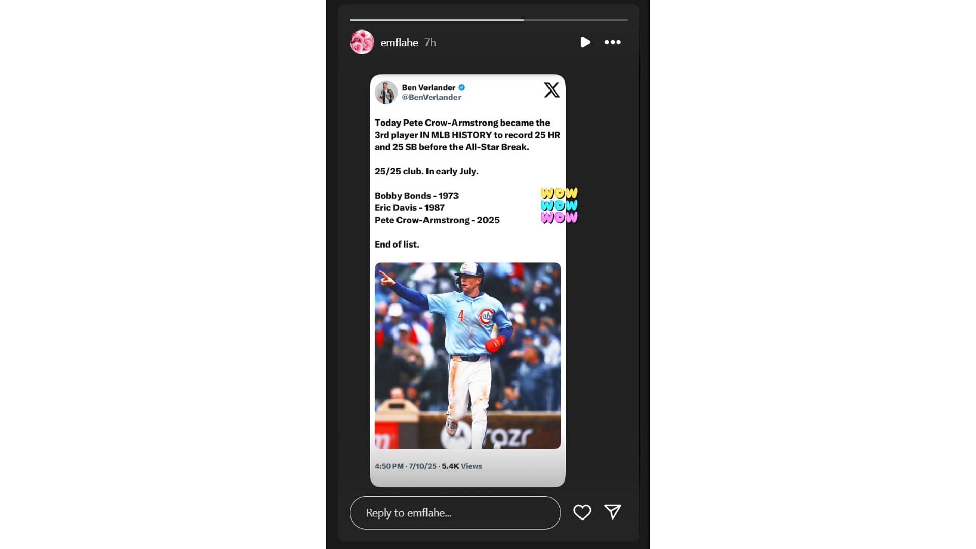 Jack Flaherty's mother, Eileen's Instagram Story (Source: Instagram @emflahe)